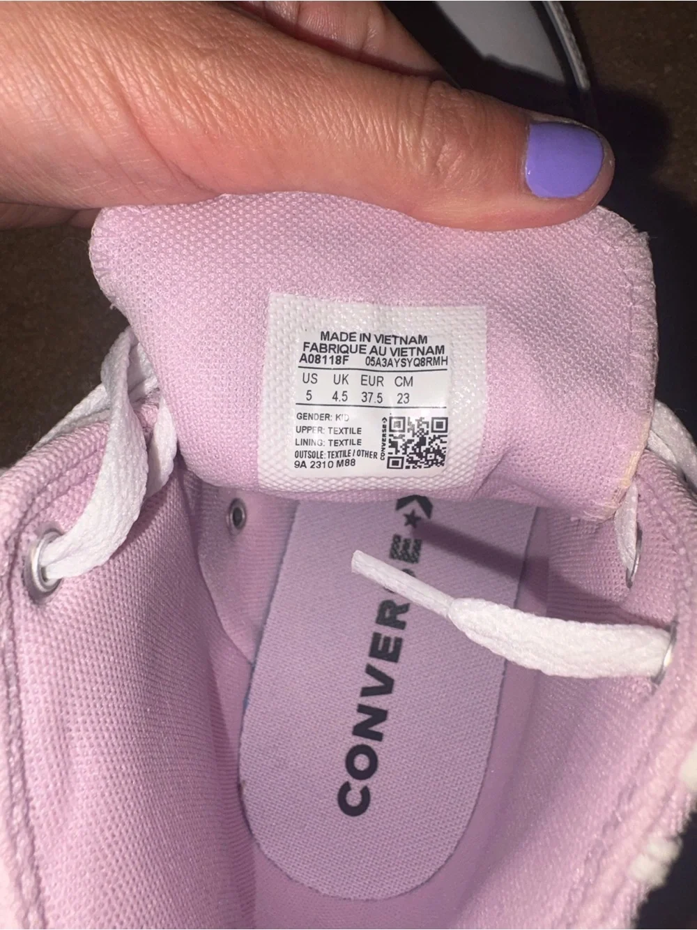 Converse Kids Lavender and White Floral High-Top Sneakers